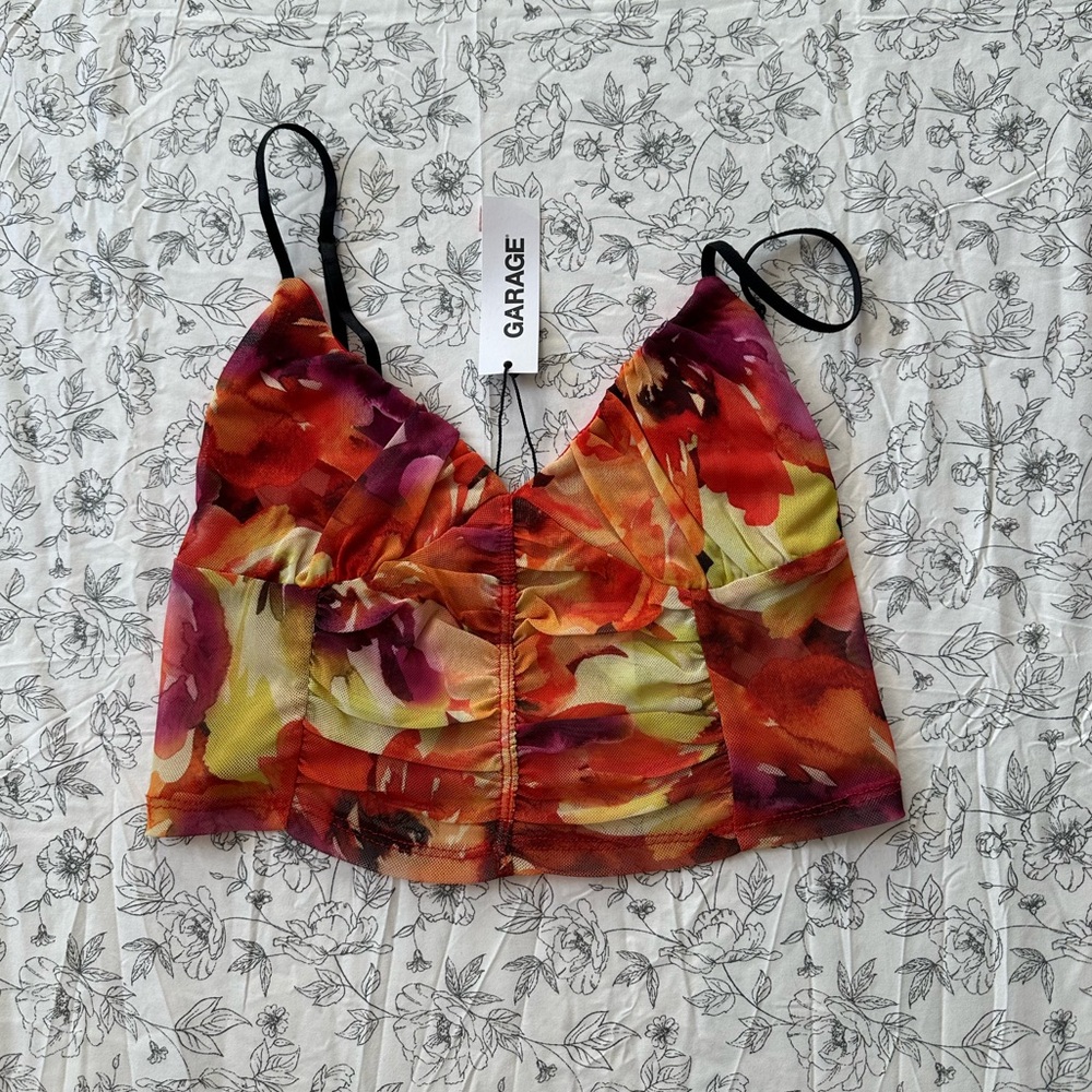 Garage Cropped Floral Going Out Tank Top NWTF